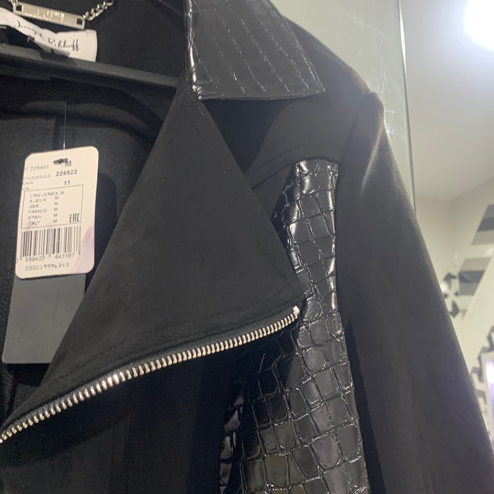 JOSEPH RIBKOFF BLACK MOTO JACKET STYLE - Picture 12 of 15